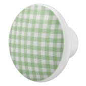 Bouton De Porte En Céramique Tartan vert et blanc plaid texture écossaise (Droite)