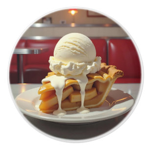 Bouton De Porte En Céramique Tarte aux pommes et glace vanille au diner