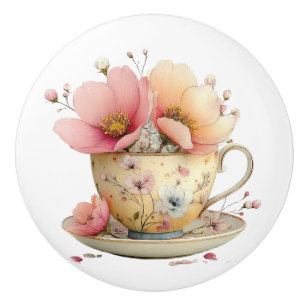 Bouton De Porte En Céramique Tasse de tulipes de printemps
