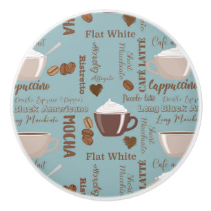 Bouton De Porte En Céramique Tasses De Café Mignon Crème Grains De Café Brun Cœ