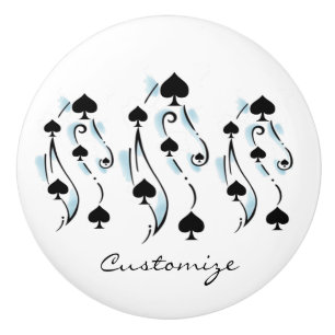 Bouton De Porte En Céramique Tattoo style noir Thunder_Cove