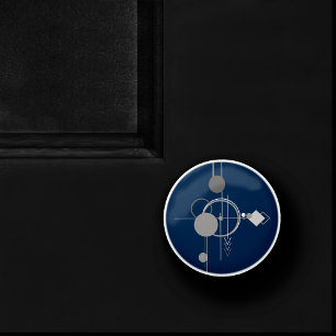 Bouton De Porte En Céramique Tattoos Line Art Marine Abstraite bleu gris fonc