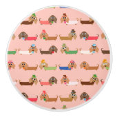 Bouton De Porte En Céramique Teckels drôles (Devant)