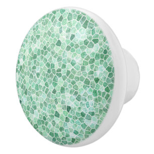 Bouton De Porte En Céramique Terrazzo Patchwork Carrelé Turquoise Aqua