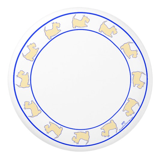 Bouton De Porte En Céramique Terriers écossais (Devant)