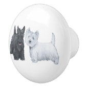 Bouton De Porte En Céramique Terriers écossais et West Highland (Droite)