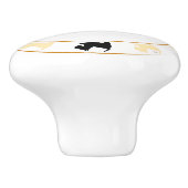 Bouton De Porte En Céramique Terriers écossais roux et noirs (Côté)