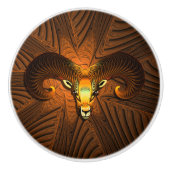 Bouton De Porte En Céramique Tête de bélier (Devant)