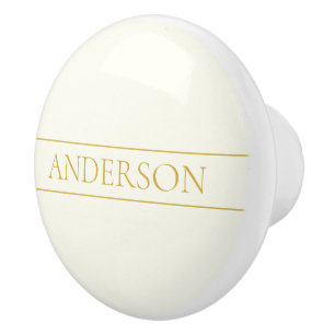 Bouton De Porte En Céramique Texte personnalisable élégant Or blanc cassé