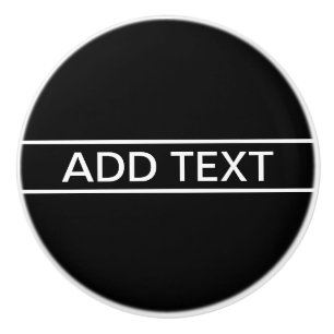 Bouton De Porte En Céramique Texte personnalisable Moderne gras Noir & Blanc