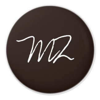 Bouton De Porte En Céramique Texte personnalisé sur le chocolat noir