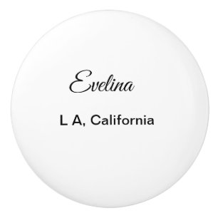 Bouton De Porte En Céramique Texte simple minimal ajoutez votre nom lieu ville