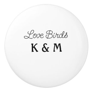 Bouton De Porte En Céramique texte simple minimaliste ajoutez votre nom oiseaux