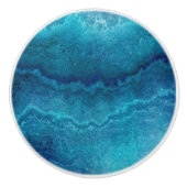 Bouton De Porte En Céramique Texture d'Agate Turquoise Bleu  (Devant)
