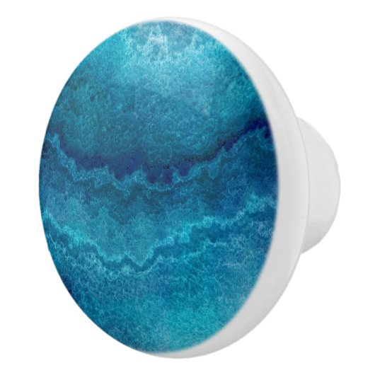 Bouton De Porte En Céramique Texture d'Agate Turquoise Bleu  (Droite)