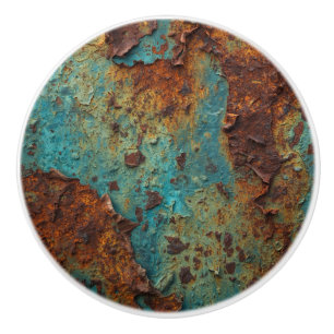 Bouton De Porte En Céramique Texture industrielle patine acier rouillé vintage