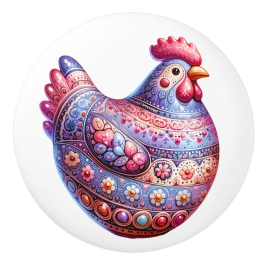 Bouton De Porte En Céramique Thème de poulet en céramique (Devant)