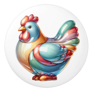 Bouton De Porte En Céramique Thème de poulet en céramique