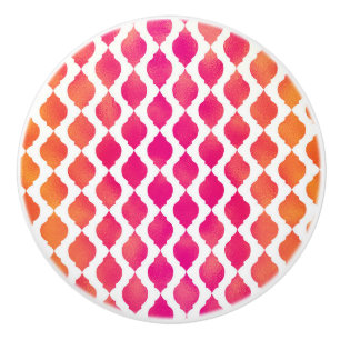Bouton De Porte En Céramique Thème indien Glam marocain rose et orange