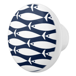 Bouton De Porte En Céramique Thème nautique du poisson côtier