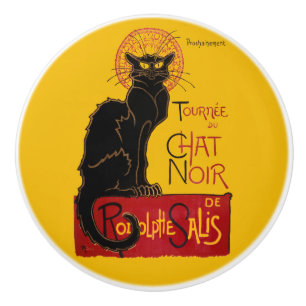 Bouton De Porte En Céramique Theophile Steinlen - Le Conversation Noir Vintage