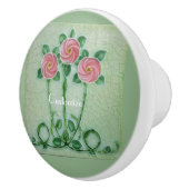 Bouton De Porte En Céramique Three Pink Roses Thunder_cove (Droite)