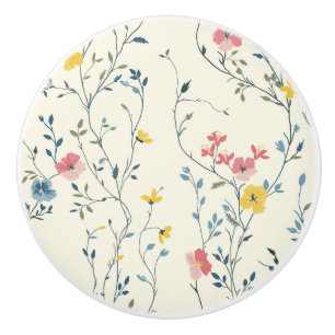 Bouton De Porte En Céramique Tige en céramique florale moderne