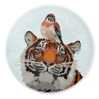 BOUTON DE PORTE EN CÉRAMIQUE TIGER ET HAWK