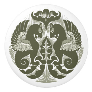 Bouton De Porte En Céramique Tirage céramique William De Morgan Green Griffins