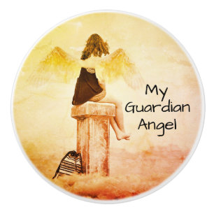 Bouton De Porte En Céramique Tirette en céramique Mon Ange Gardien