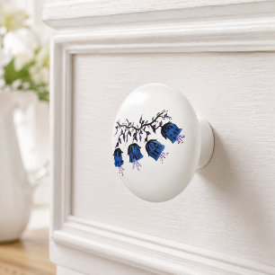 Bouton De Porte En Céramique Tiroir à fleurs de cloches de Cantorbéry bleues