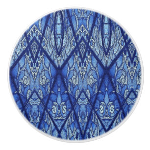 Bouton De Porte En Céramique Tiroir Bleu Tissu Verre Tiré Tirage