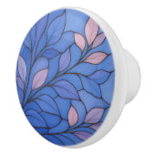Bouton De Porte En Céramique Tiroir en céramique à feuille rose bleue moderne (Droite)