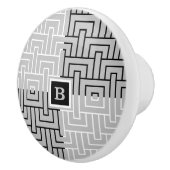 Bouton De Porte En Céramique Tiroir Monogramme Abstrait noir (Droite)