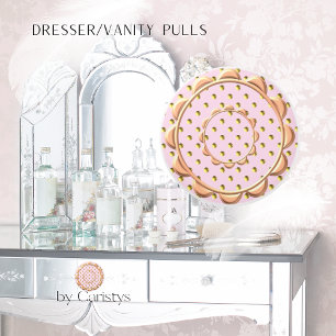 Bouton De Porte En Céramique Tiroir Pointe Rose vintage Tiret