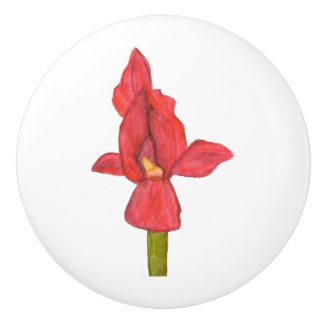 Bouton De Porte En Céramique Tiroir rouge Iris