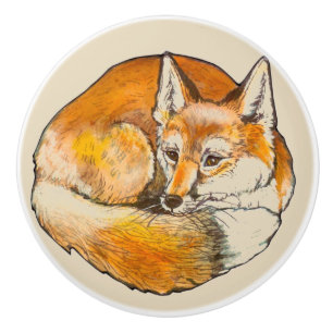 Bouton De Porte En Céramique Tisseuse en céramique Renard rouge bouclée Porte