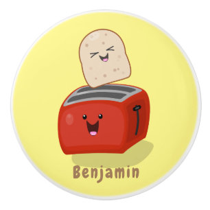 Bouton De Porte En Céramique Toast de Cute kawaii et dessin animé de grille-pai