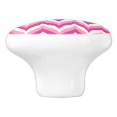 Bouton De Porte En Céramique Tons Rose Et Blanc Zigzag Chevron Motif (Côté)