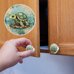 Bouton De Porte En Céramique Tortue de bébé