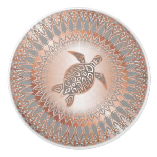 Bouton De Porte En Céramique Tortue Grise D'Or Rose Et Ceramic Knows