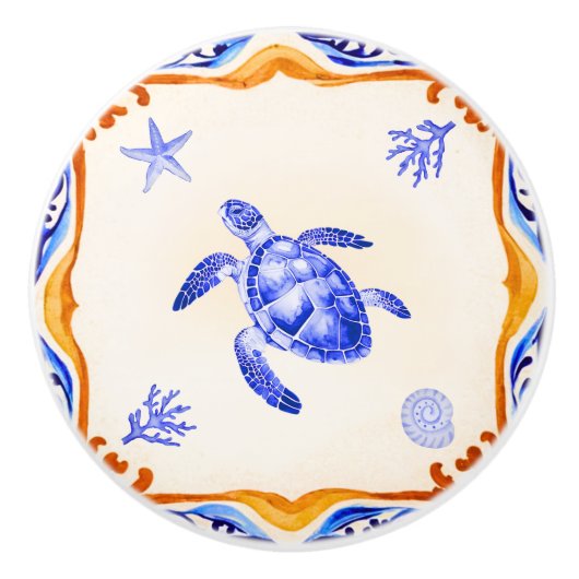 Bouton De Porte En Céramique Tortue méditerranéenne (Devant)
