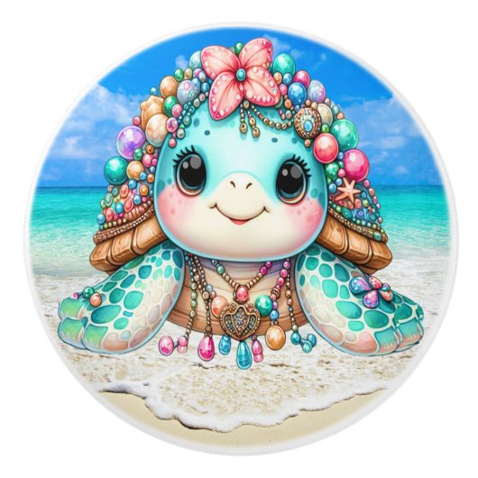 Bouton De Porte En Céramique Tortues Bling Precious - Plus sur le chemin - (Devant)