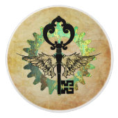 Bouton De Porte En Céramique Touche aile Steampunk et conception de roulette Co (Devant)
