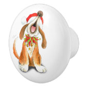 Bouton De Porte En Céramique Toupie d'art pour chien de Noël (Droite)