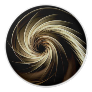 Bouton De Porte En Céramique Tourbillon doré sur fond noir