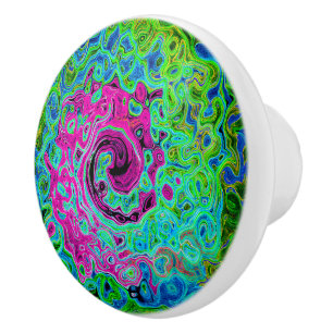 Bouton De Porte En Céramique Tourbillon rétro Super rose et bleu chaud