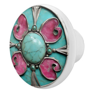 Bouton De Porte En Céramique Tourmaline Rose d'Octobre Pierre de Naissance