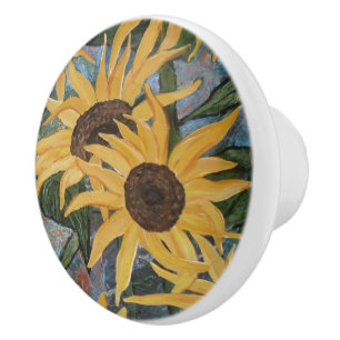 Bouton De Porte En Céramique Tournesol en céramique tirant/bouton