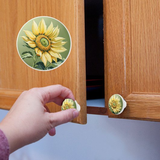 Bouton De Porte En Céramique Tournesol géant